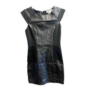 BCBGeneration Black Mini Dress Faux Leather S Women’s Motorcycle Sexy Club Goth